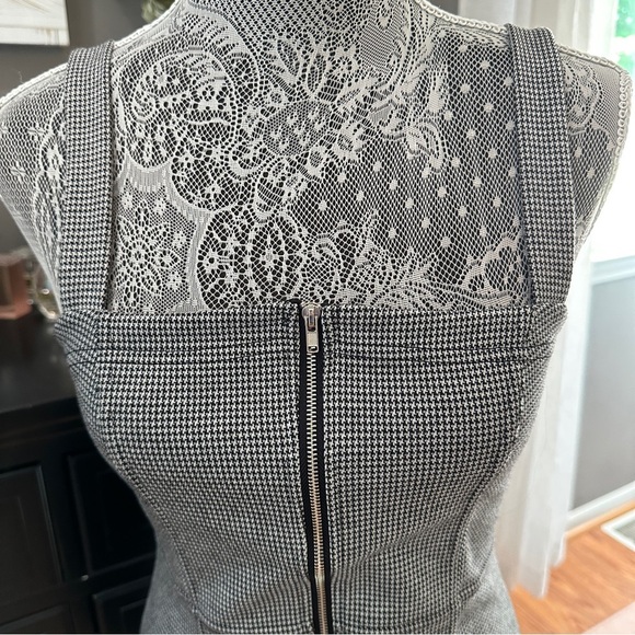 Forever 21 Houndstooth Zip-Front Mini Dress Size M Corporate Siren Collegiate - Picture 3 of 16